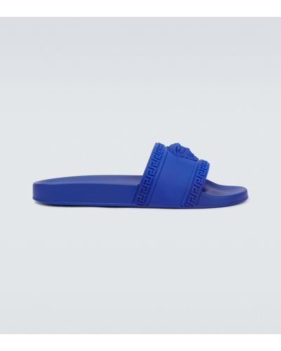 Versace Palazzo Rubber Pool Slides - Blue
