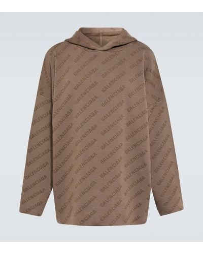 Balenciaga Felpa in misto lana e seta con logo - Marrone