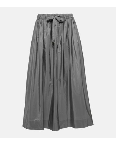 Max Mara Claire Taffeta Long Skirt - Grey