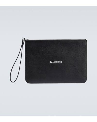 Balenciaga Zipped Leather Pouch - Black