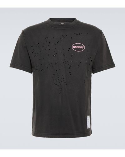 Satisfy Mothtech Distressed Cotton Jersey T-shirt - Black