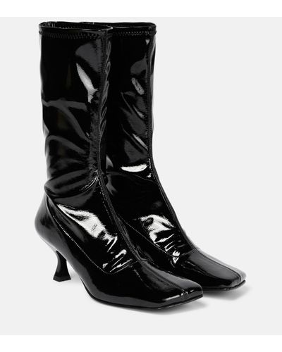 Souliers Martinez Lola Faux Leather Ankle Boots - Black