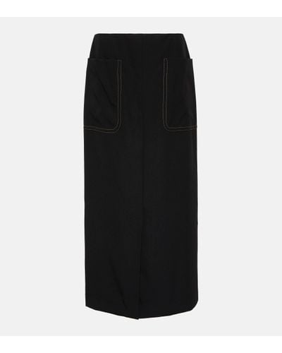 Dries Van Noten High-rise Wool Midi Skirt - Black