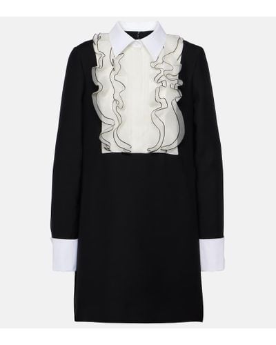Valentino Crepe Couture Ruffled Minidress - Black