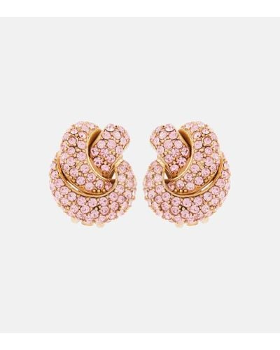 Oscar de la Renta Love Knot Embellished Clip-on Earrings - Pink