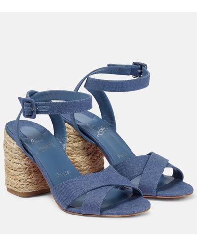 Christian Louboutin Summer Mariza Denim Espadrilles Sandals - Blue