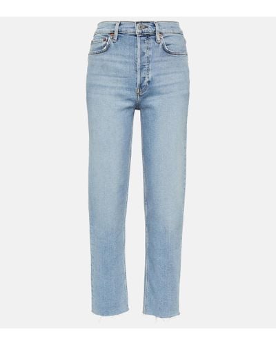 RE/DONE High-Rise Straight Jeans 70s Stove Pipe - Blau