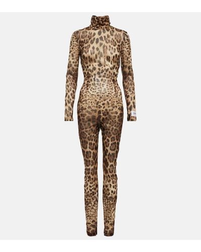 Dolce & Gabbana X Kim - Jumpsuit in misto seta con stampa leopardata - Neutro