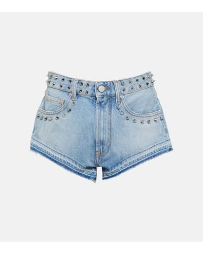 Alessandra Rich Shorts di jeans a vita media - Blu