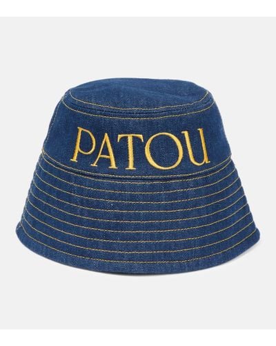Patou Logo Denim Bucket Hat - Blue