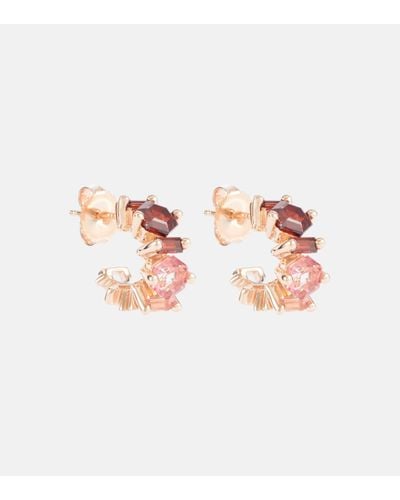 Suzanne Kalan 14kt Rose Gold Earrings With Garnet And Topaz - White