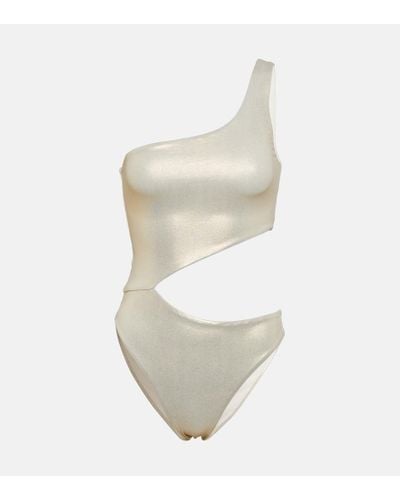 Melissa Odabash Nassau Metallic Asymmetric Swimsuit - White