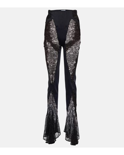 Mugler High-rise Flared Lace Trousers - Black