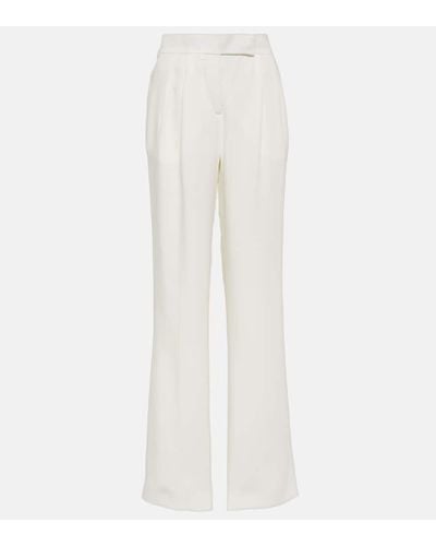 Tom Ford Pantalones anchos de georgette de seda - Blanco