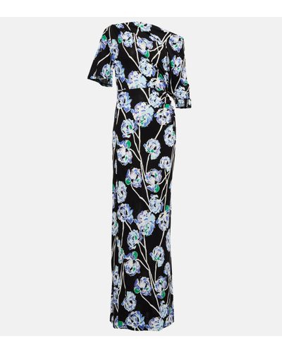 Diane von Furstenberg Robe longue Wittrock a fleurs - Noir