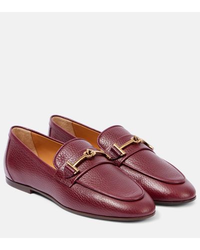 Tod's T Ring Leather Loafers - Purple