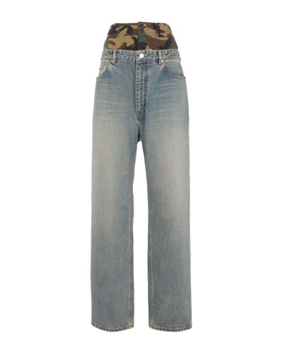 Balenciaga Jean ample Hybrid a taille haute - Gris