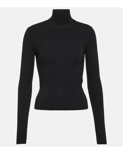 Patou Ribbed-knit Turtleneck Wool-blend Sweater - Black