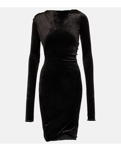 Rick Owens Lilies Velvet Jersey Minidress - Black