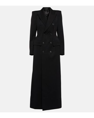 Balenciaga Structured Double-breasted Wool Coat - Black
