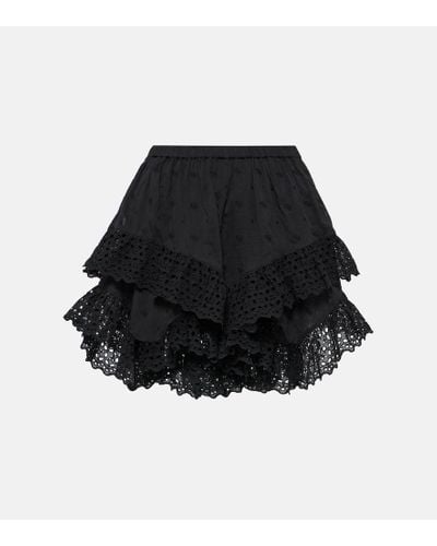 Isabel Marant Minifalda Sukira de algodon con volantes - Negro