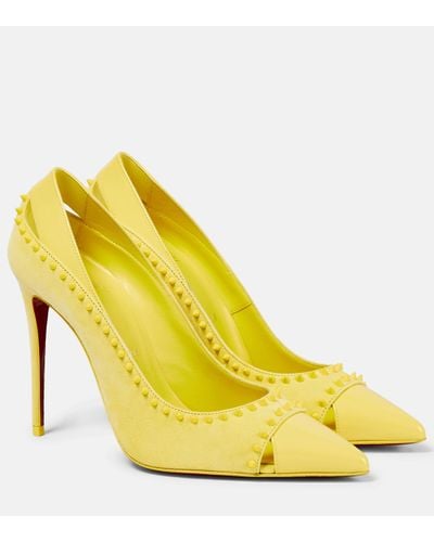 Christian Louboutin Duvette Spikes 100 Suede Court Shoes - Yellow