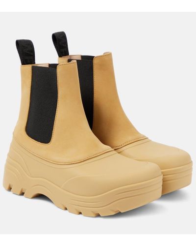 Loewe Field Leather Chelsea Boots - Natural