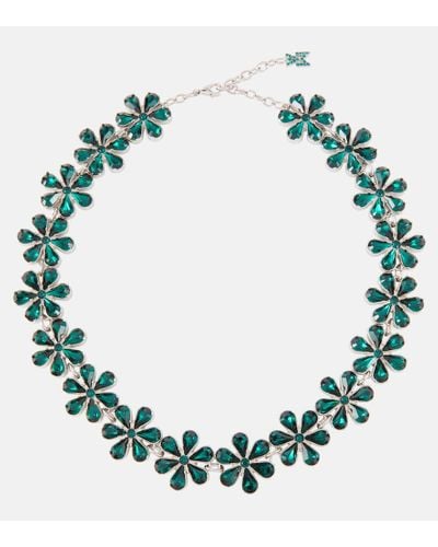 AMINA MUADDI Embellished Choker Necklace - Green