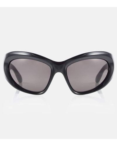 Balenciaga Ovale Sonnenbrille Wrap - Grau