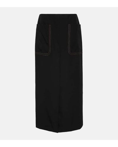 Dries Van Noten High-rise Wool Midi Skirt - Black