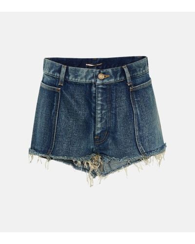 Saint Laurent Shorts di jeans a vita bassa - Blu
