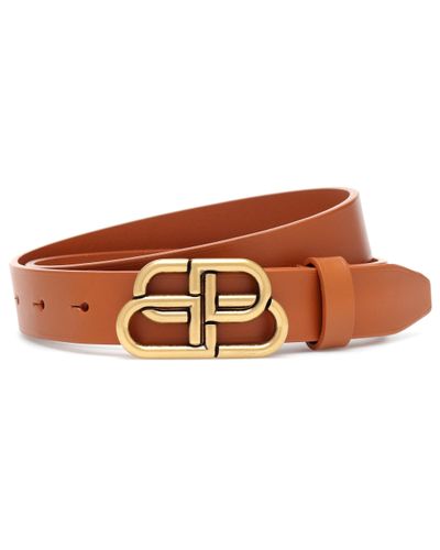 Balenciaga Bb Leather Belt - Brown