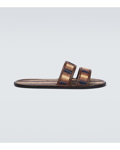 Bode Duotone Leather-trimmed Slides - Brown