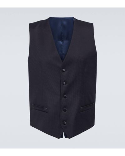 Dolce & Gabbana Wool And Silk-blend Vest - Blue