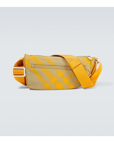 Burberry Shield Checked Crossbody Bag - Yellow