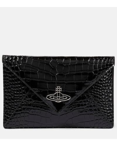 Vivienne Westwood Croc-effect Leather Clutch - Black
