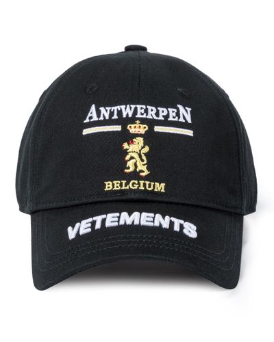 Vetements Antwerp Logo Cotton Baseball Cap - Black