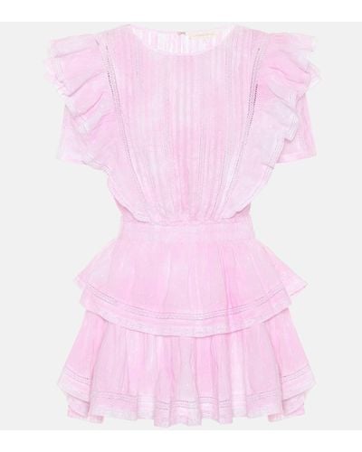 LoveShackFancy Natasha Cotton Minidress - Pink
