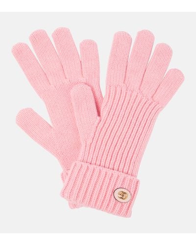 Gucci Wool Cashmere Gloves With Double G - Pink
