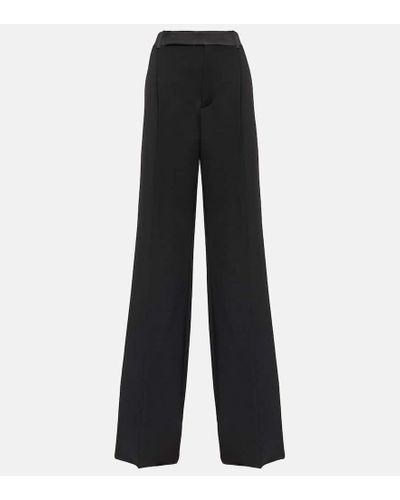 Saint Laurent Pantalones de traje anchos de tiro alto - Negro