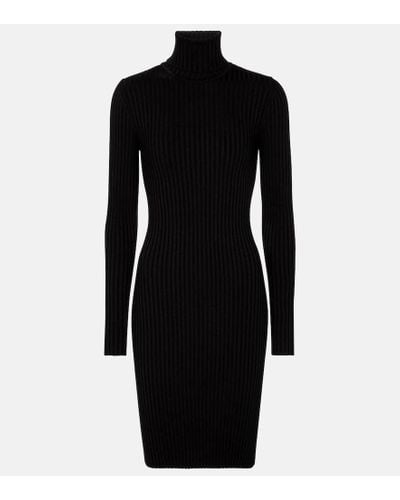 Wolford Ribbed-knit Wool And Cotton Minidress - Black