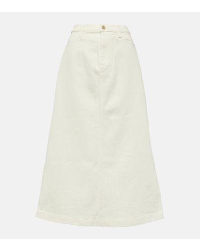 7 For All Mankind High-rise Denim Midi Skirt - White