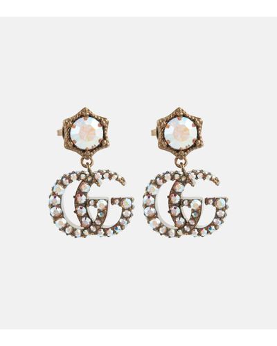 Gucci Ohrringe GG mit Kristallen - Weiß