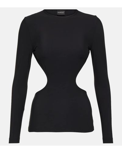 Balenciaga Top de jersey con abertura - Negro