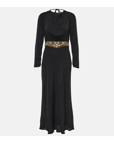 RIXO London Elena Embellished Crepe Midi Dress - Black