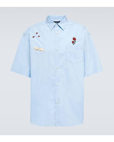 Undercover Chemise brodee en popeline de coton - Bleu