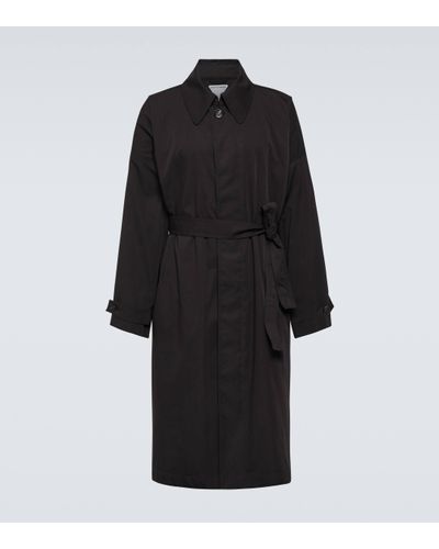 Bottega Veneta Trench-coat en coton et soie - Noir