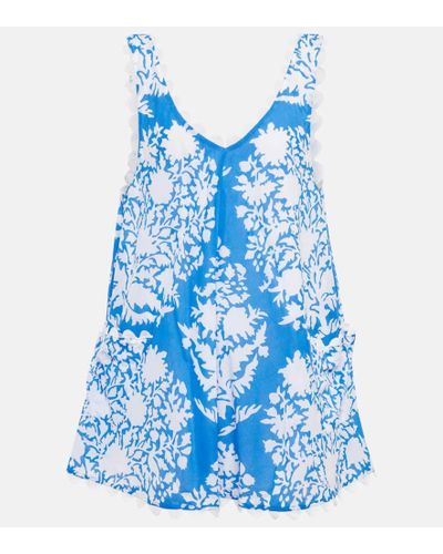 Juliet Dunn Vestido corto de algodon floral - Azul