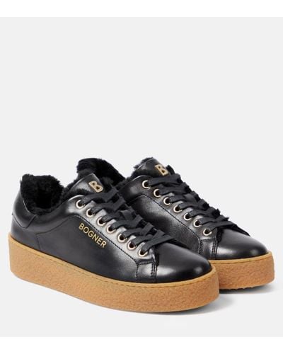 Bogner Sneakers Lucerne in pelle con shearling - Nero
