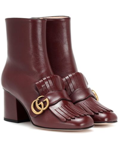 Gucci 'Marmont' Stiefeletten mit Zierlasche. 75 mm - Mehrfarbig